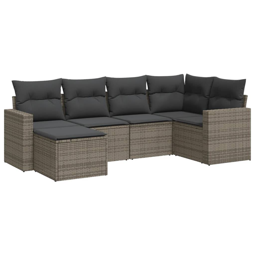 Salon de jardin bas 6 pièces Résine Tressée Gris avec Rangement et Repose-pied Terrasse – ComfortXL Outdoor Living - Image 2
