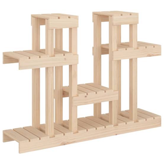 Étagère à Plantes Basse en Bois de Pin Brut Support Robuste pour Jardin Balcon Bois Naturel 77,5cm – ComfortXL Outdoor Living - Image 2