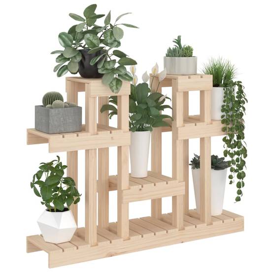 Étagère à Plantes Basse en Bois de Pin Brut Support Robuste pour Jardin Balcon Bois Naturel 77,5cm – ComfortXL Outdoor Living - Image 4