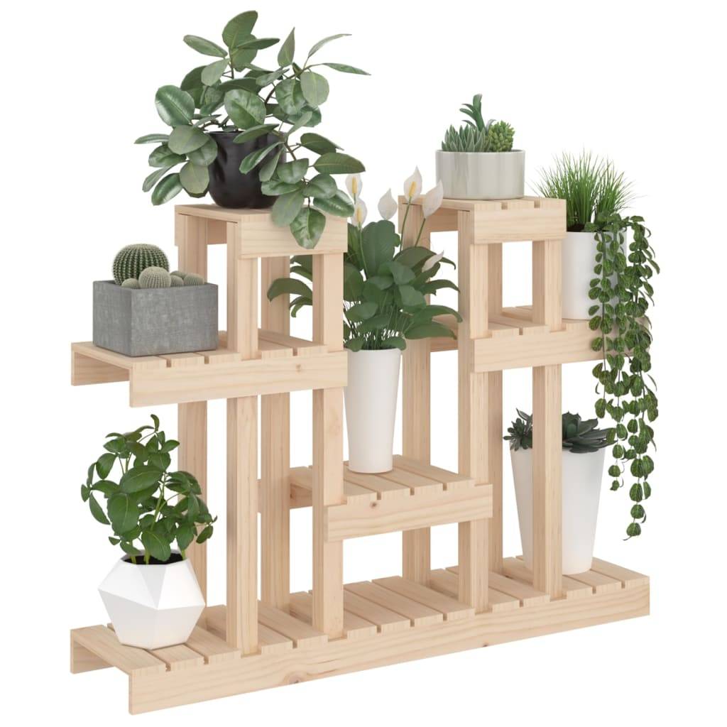Étagère à Plantes Basse en Bois de Pin Brut Support Robuste pour Jardin Balcon Bois Naturel 77,5cm – ComfortXL Outdoor Living - Image 4