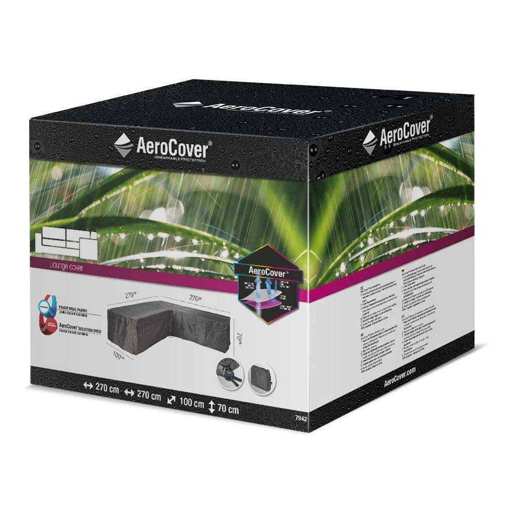 Housse de protection respirante pour ensemble de mobilier extérieur Pour ensemble mobilier angle 270x272x100xH70 cm Aerocover - Imagen 2