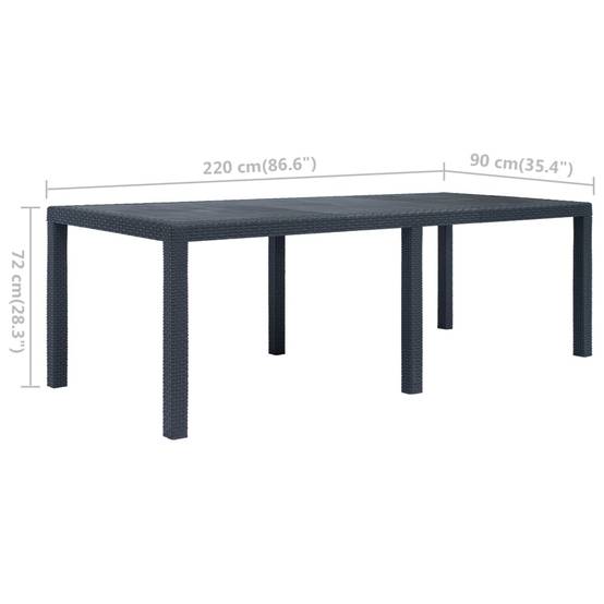 Table de jardin Plastique Anthracite 220 x 90 x 72 cm - PANGIVO - Image 5