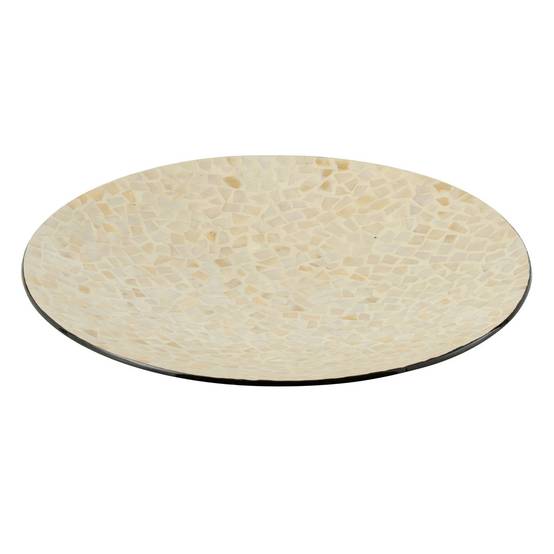 Plat Présentation Mosaïque "Nuye" 45cm Ivoire - Image 1