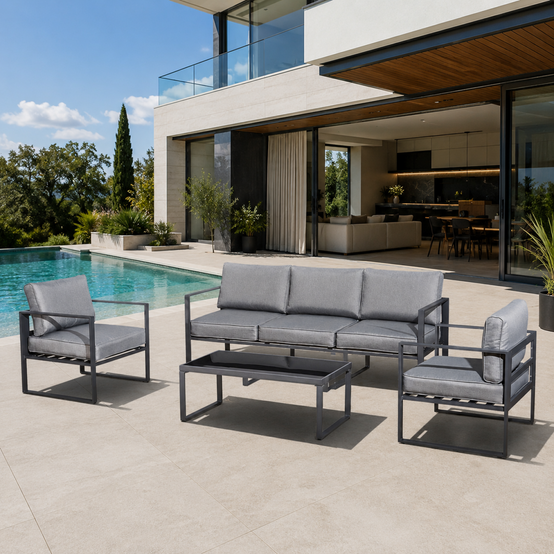 Salon de jardin en aluminium Gris MEMPHIS - Image 2