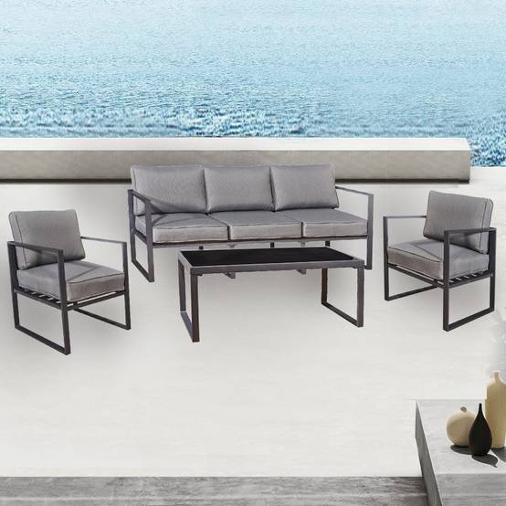 Salon de jardin en aluminium Gris MEMPHIS - Image 5