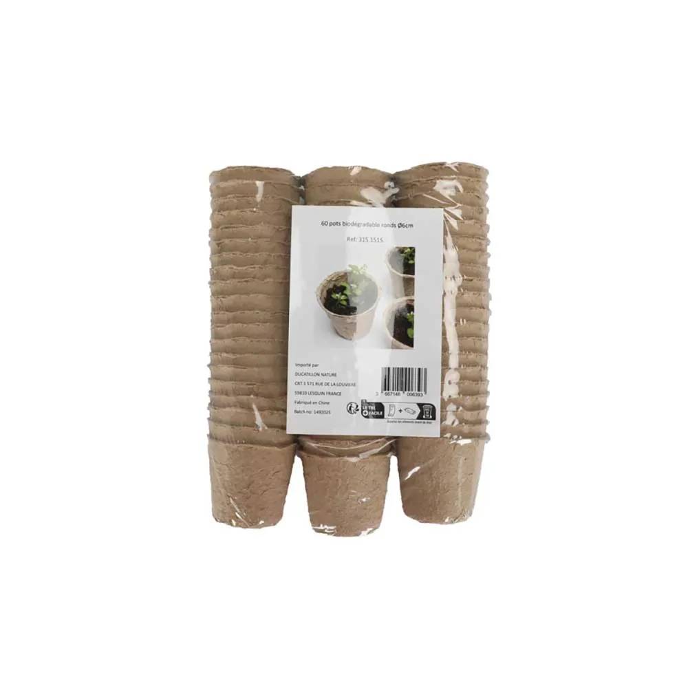 Lot de 60 Pots Biodégradables Ronds Ø6cm pour Semis et Culture - Image 2