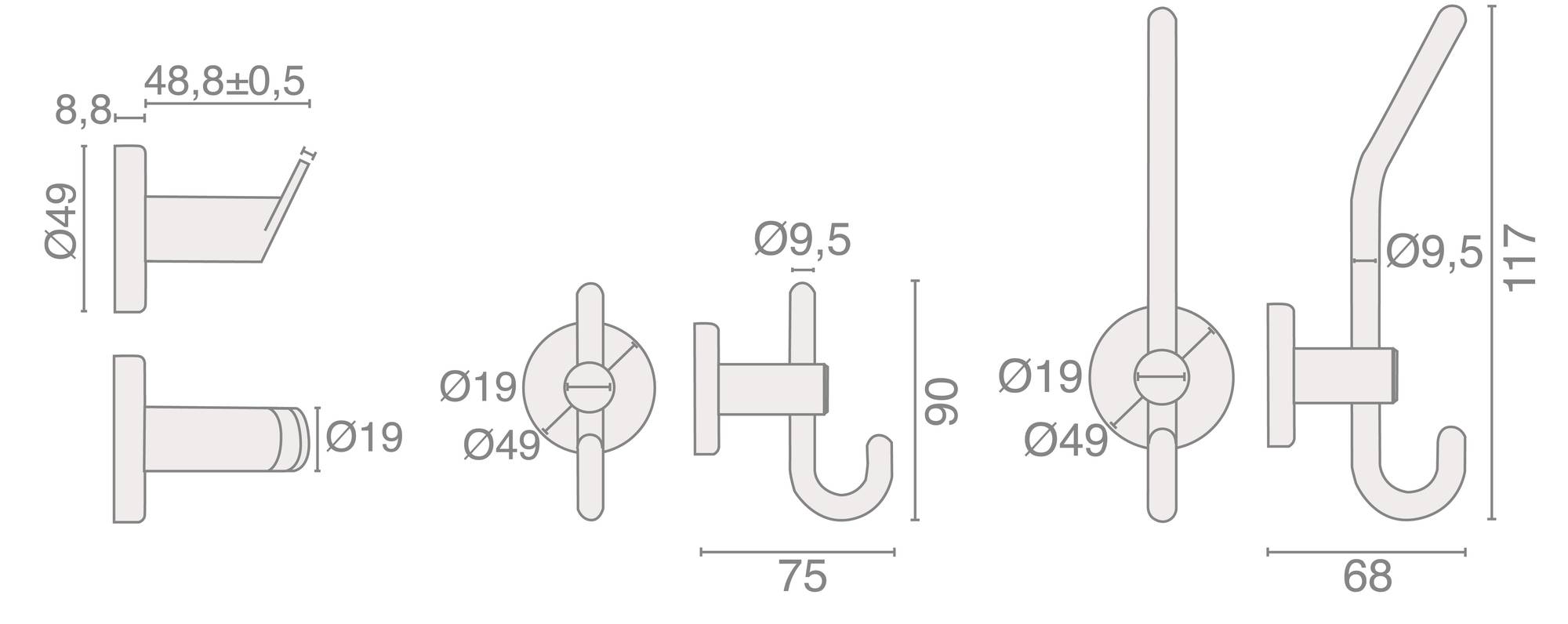 Patère PA20 inox brossé - HERACLES - B-INOX-PA20 - Image 3