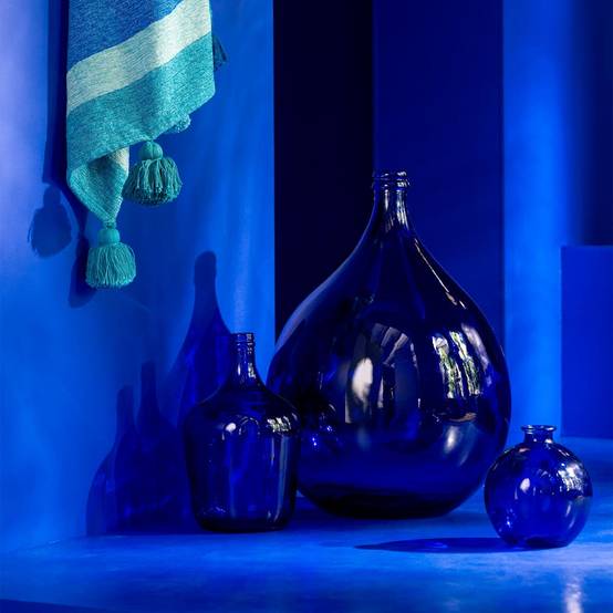 Vase Ballon en Verre "Stripe" 56cm Bleu - Image 2