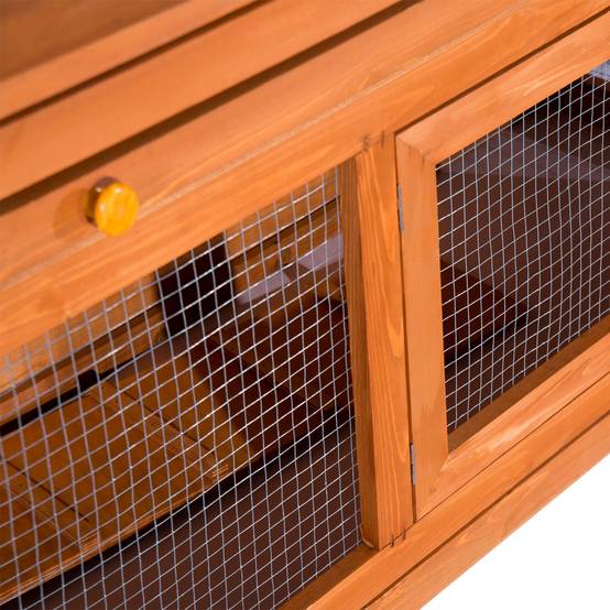Grand clapier à lapins bois extérieur 2 étages avec râtelier à foin marron - ComfortXL Outdoor Living - Image 10