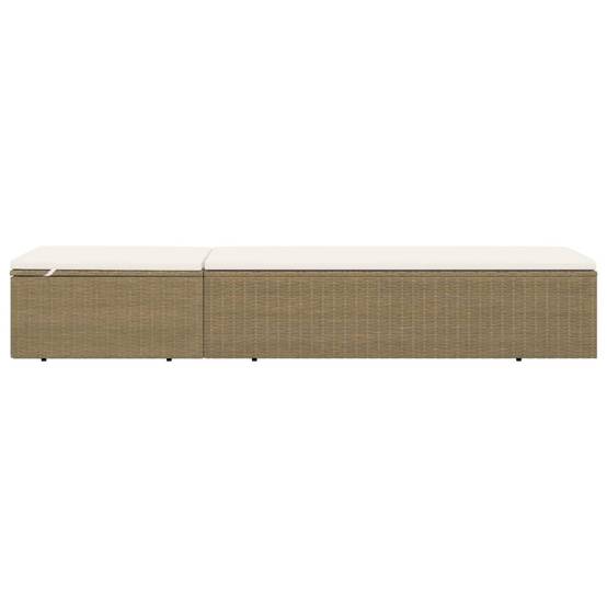 Chaise longue Résine tressée Marron et blanc crème 198 x 60 x (30-83.5) cm - PANGIVO - Image 3