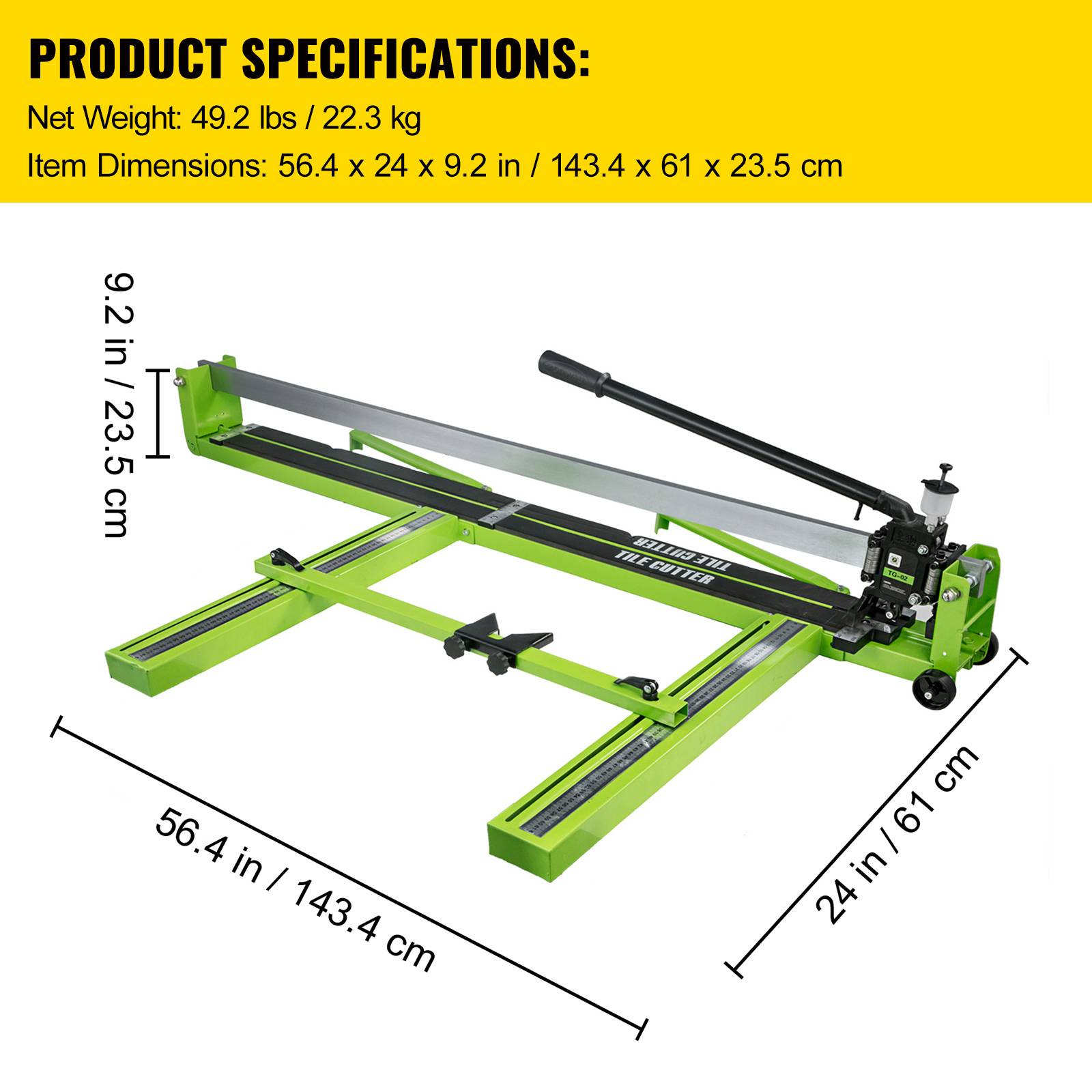 SucceBuy Coupe-carrelage manuel TG-02 1,2 m - coupe jusqu’à 1200 mm, épaisseur 6–15 mm, roue alliage et tête coulissante précise - Image 6