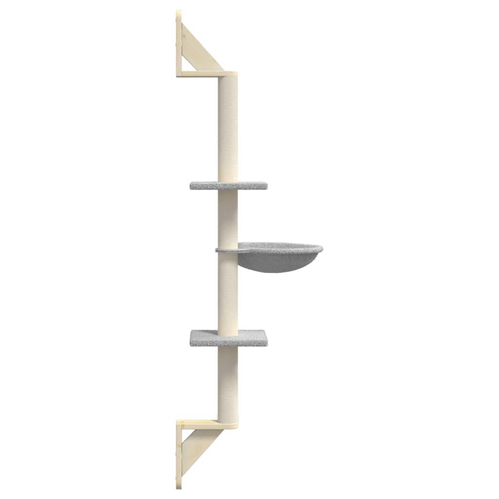 Arbre à chat mural bois et sisal gris clair 22 x 40 x 142.5 cm - PANGIVO - Image 5