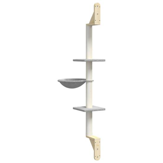 Arbre à chat mural bois et sisal gris clair 22 x 40 x 142.5 cm - PANGIVO - Image 6