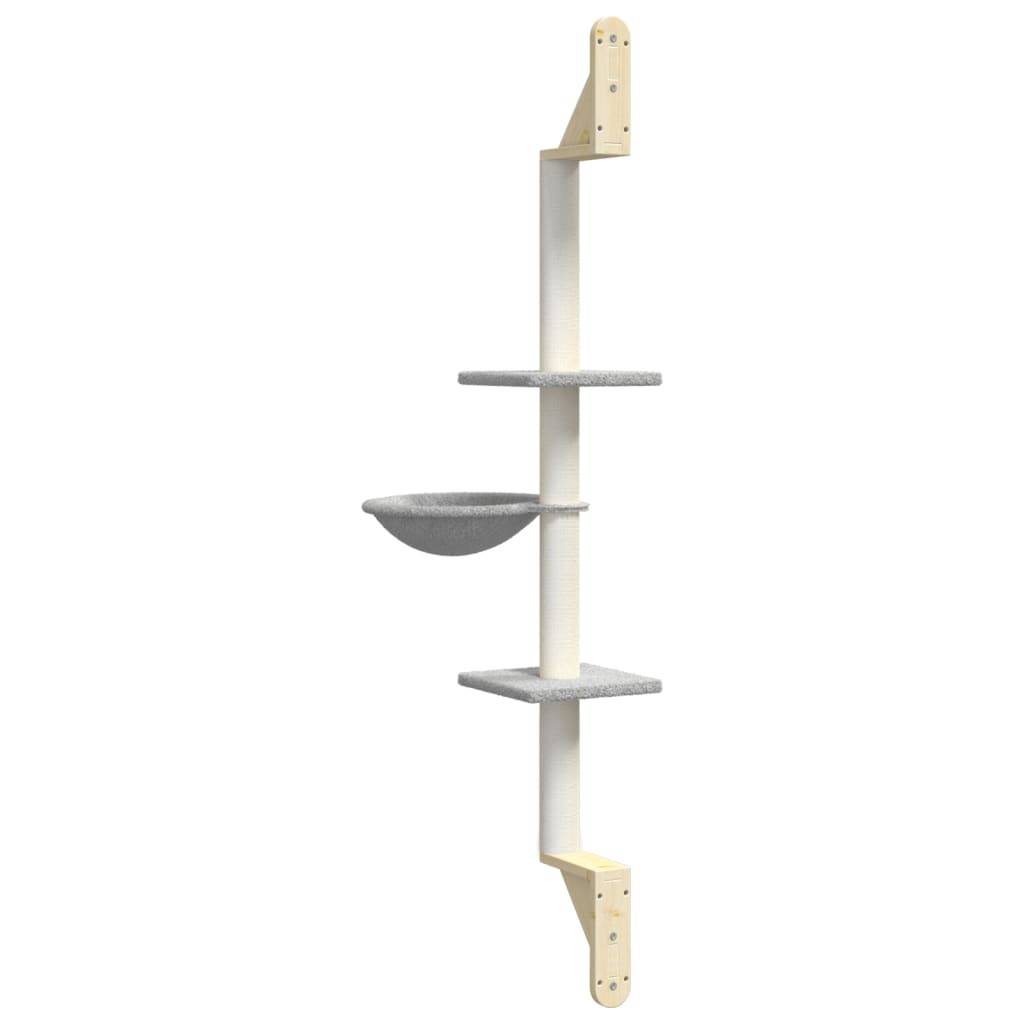 Arbre à chat mural bois et sisal gris clair 22 x 40 x 142.5 cm - PANGIVO - Image 6