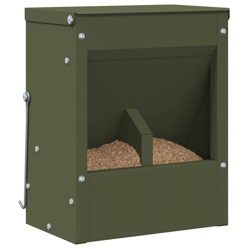 Distributeur Nourriture Lapin Métal 3kg Jardin Terrasse Vert Olive - ComfortXL Outdoor Living - Image 3