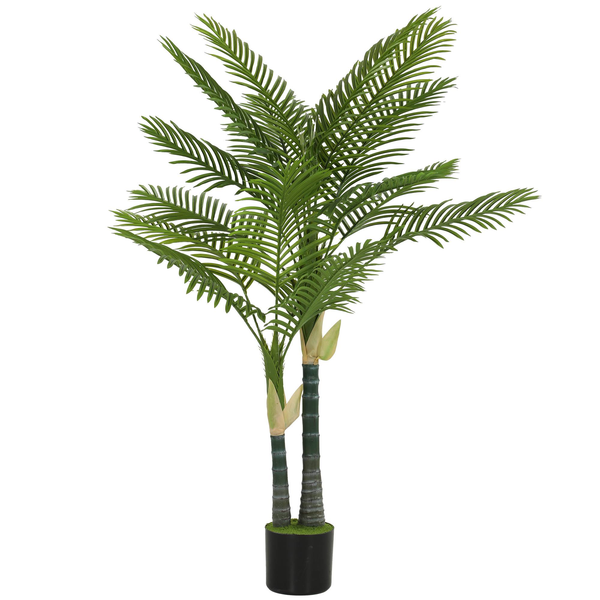 Sans Marque - Palmier artificiel 150cm avec 16 frondes, grand, pot pour salon, balcon, vert