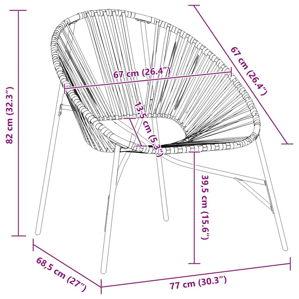Vidaxl - Lot de 3 Chaise de jardin noir et blanc résine tressée vidaXL 4009293 - Image 3
