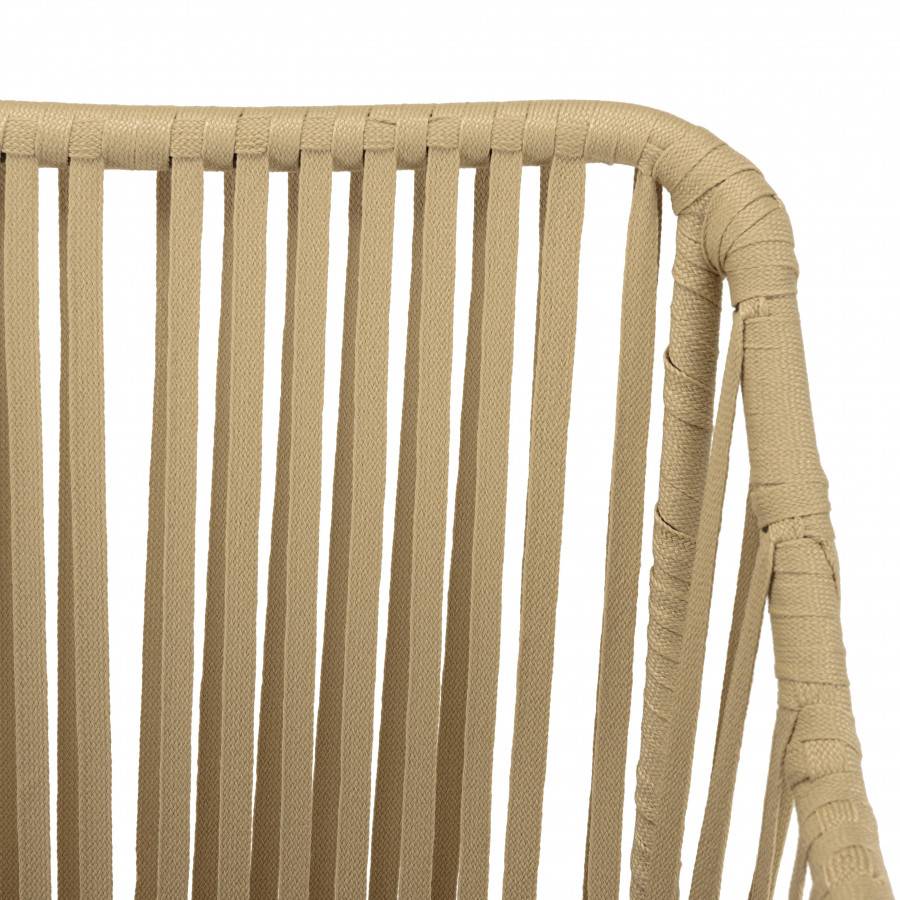 Macabane - MALO - SALON DE JARDIN 4 PERS. - 1 Table ronde 120x120cm et 4 fauteuils beiges et noirs en cordage - Imagen 8