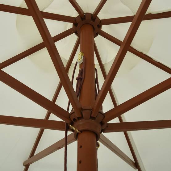 Helloshop26 - Parasol avec mât en bois 330 cm blanc sable - Image 4