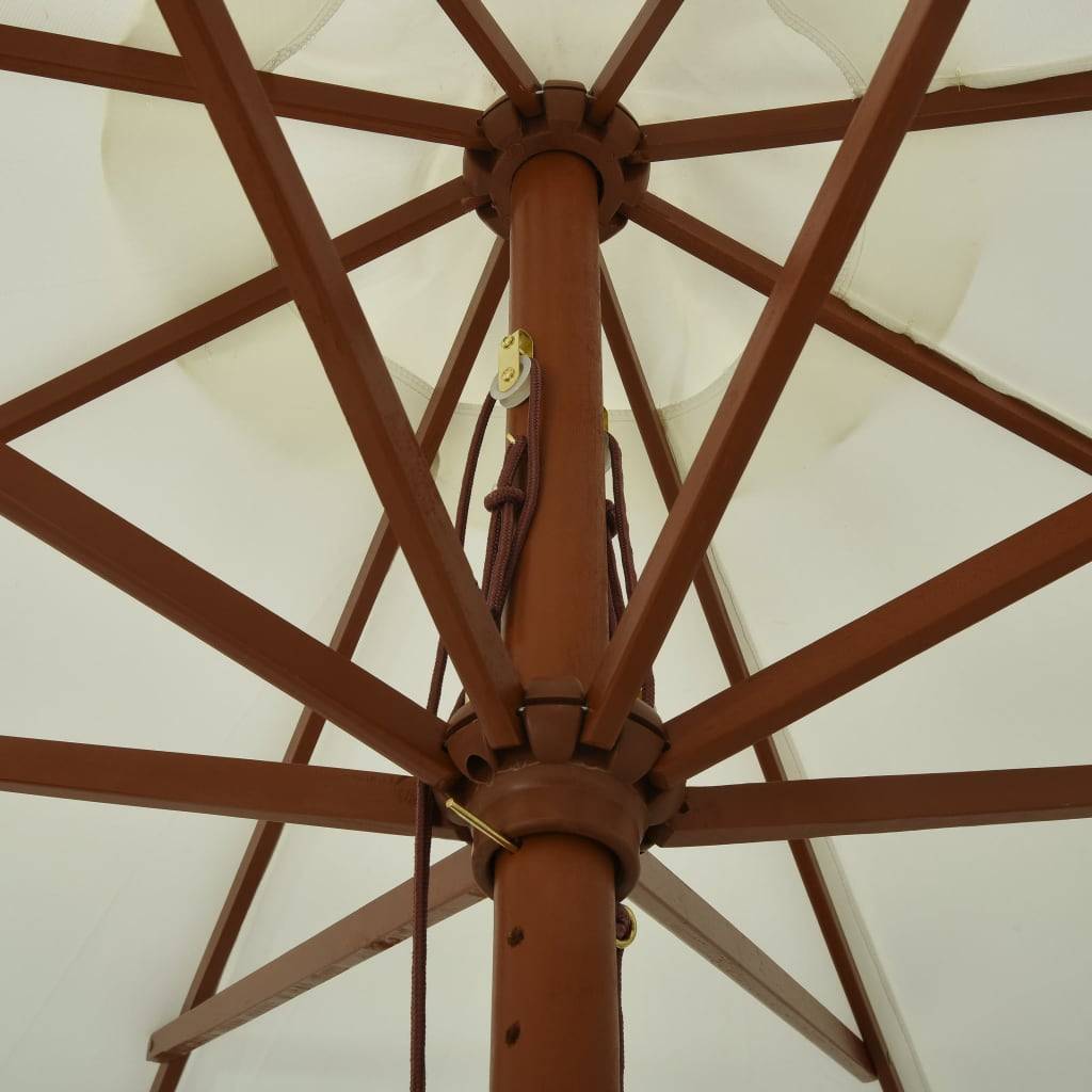 Helloshop26 - Parasol avec mât en bois 330 cm blanc sable - Image 4