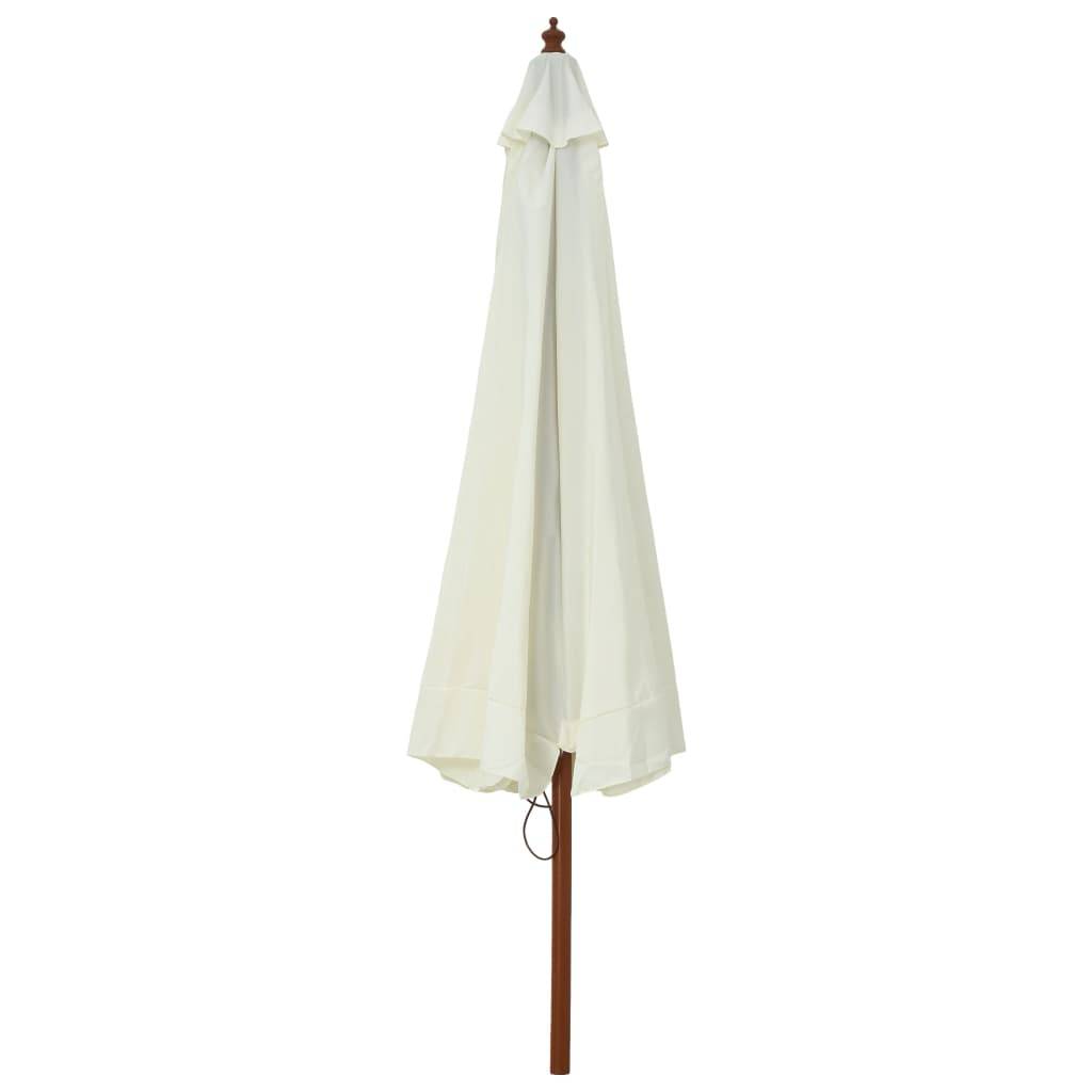Helloshop26 - Parasol avec mât en bois 330 cm blanc sable - Image 3
