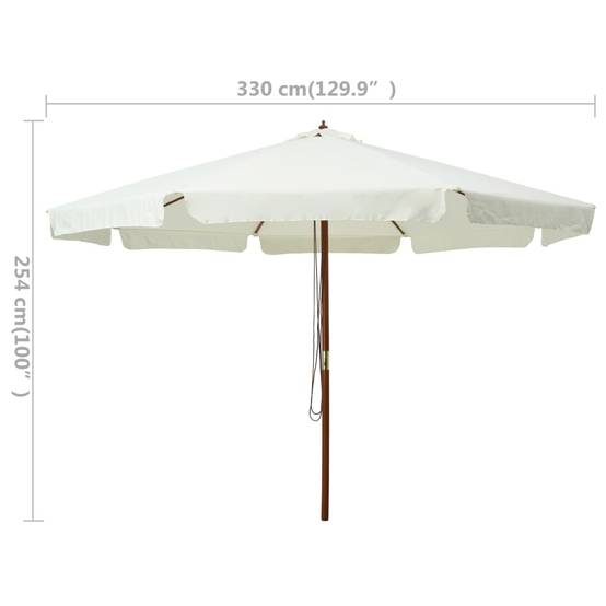 Helloshop26 - Parasol avec mât en bois 330 cm blanc sable - Image 5