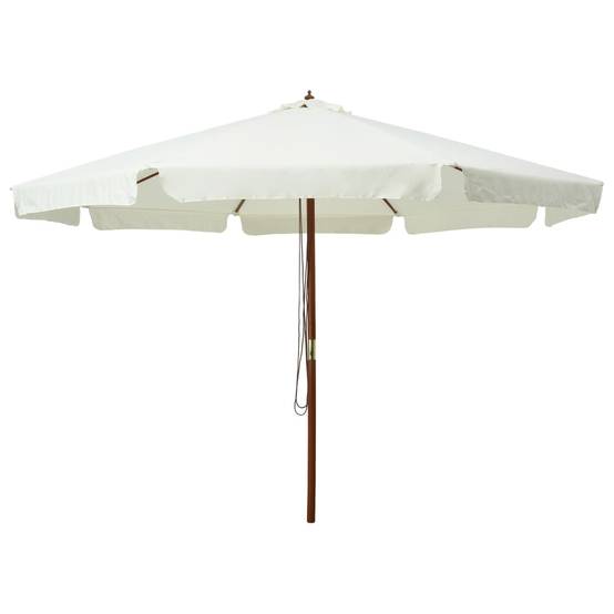 Helloshop26 - Parasol avec mât en bois 330 cm blanc sable - Image 1