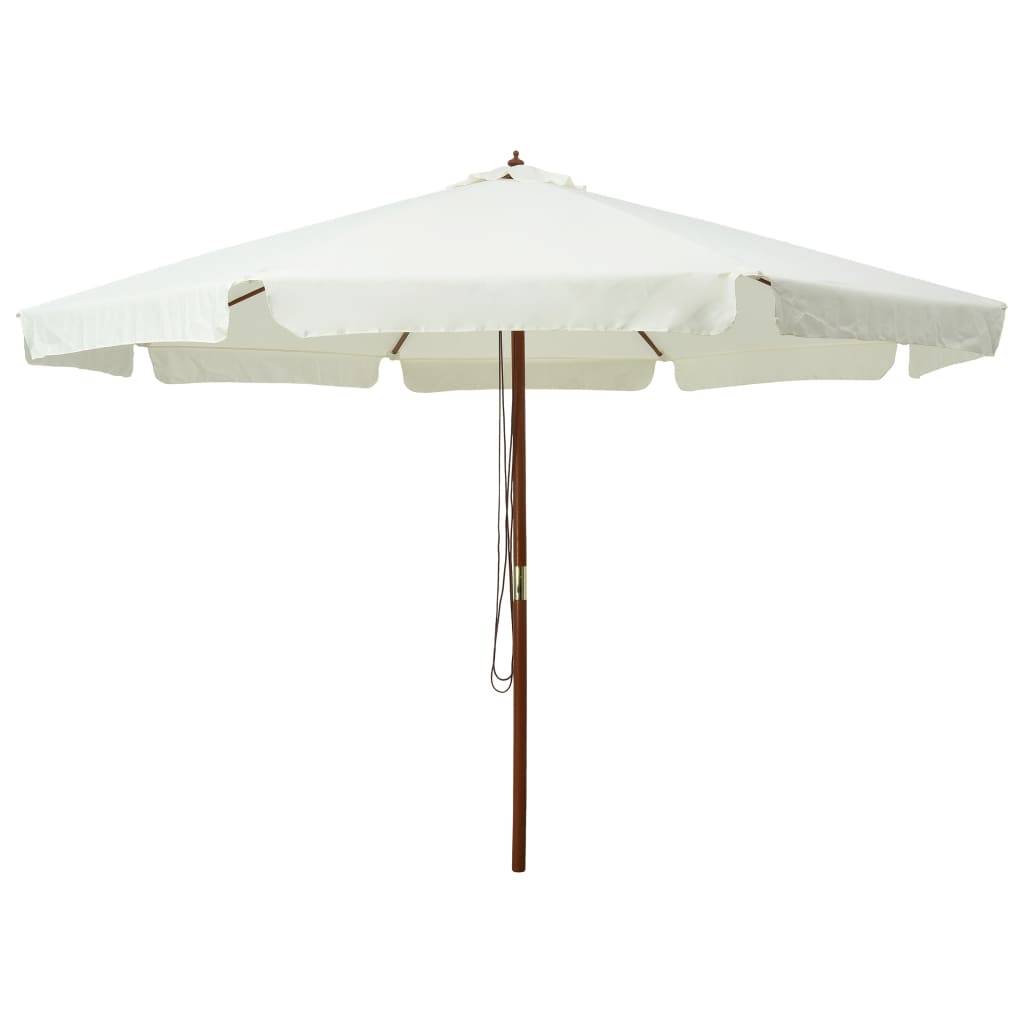 Helloshop26 - Parasol avec mât en bois 330 cm blanc sable - Image 1
