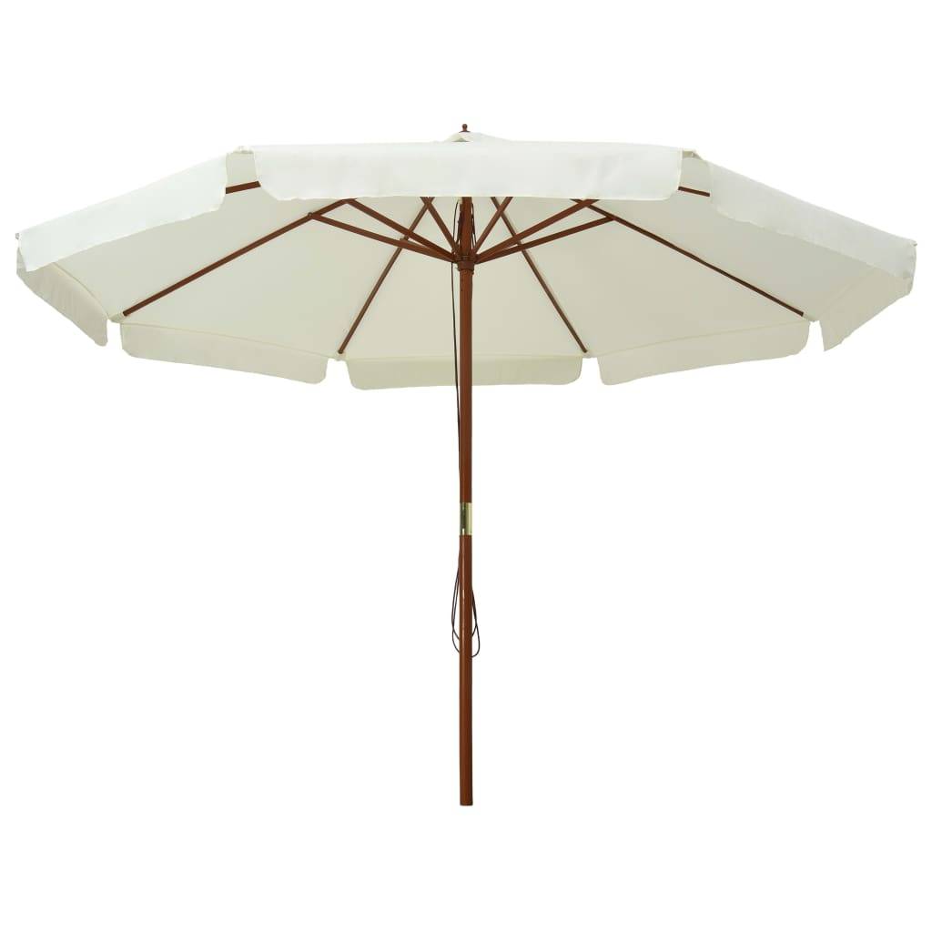 Helloshop26 - Parasol avec mât en bois 330 cm blanc sable - Image 2