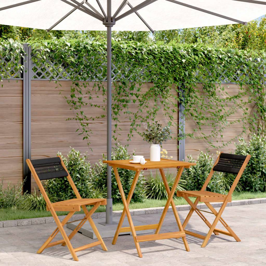 Ensemble de bistro 3 pcs | Mobilier d'extérieur noir polypropylène et bois massif Maison Chic - Image 2