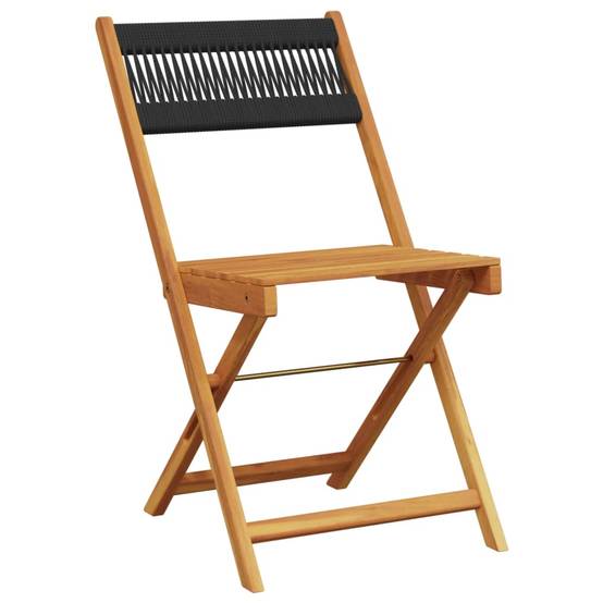 Ensemble de bistro 3 pcs | Mobilier d'extérieur noir polypropylène et bois massif Maison Chic - Image 3