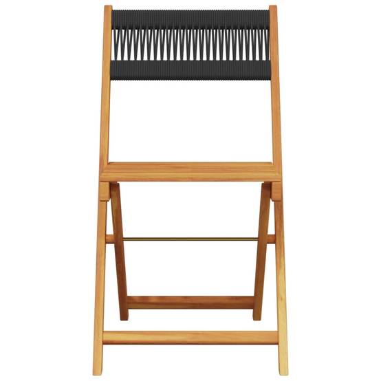 Ensemble de bistro 3 pcs | Mobilier d'extérieur noir polypropylène et bois massif Maison Chic - Image 4