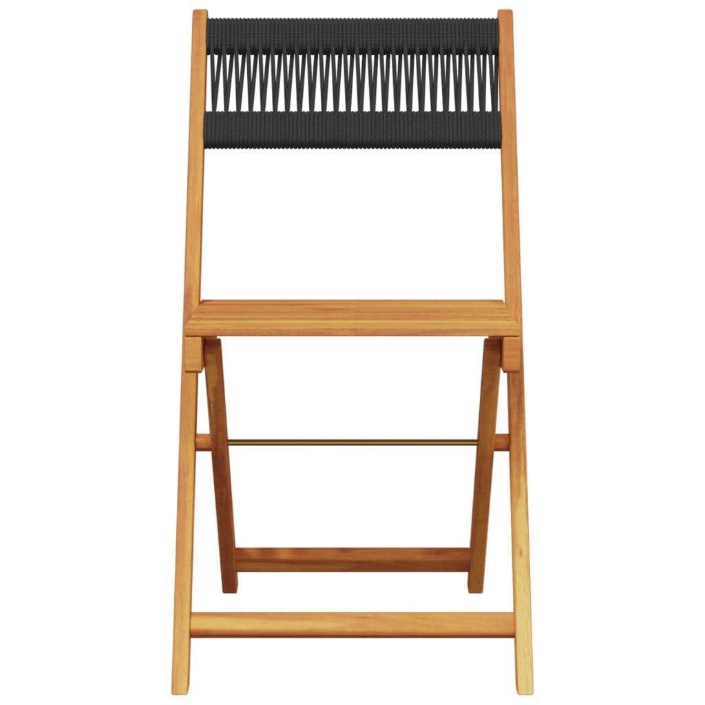 Ensemble de bistro 3 pcs | Mobilier d'extérieur noir polypropylène et bois massif Maison Chic - Image 4
