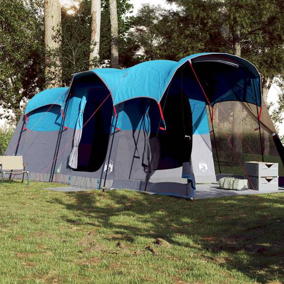 Tente Tunnel Familiale Polyester Imperméable avec Espace de Vie pour Camping Bleu 8 Personnes – ComfortXL Outdoor Living - Image 3