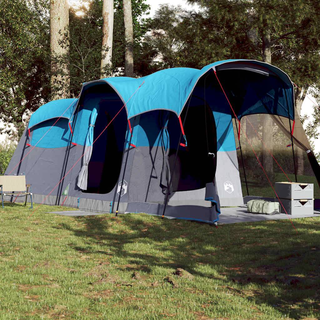 Tente Tunnel Familiale Polyester Imperméable avec Espace de Vie pour Camping Bleu 8 Personnes – ComfortXL Outdoor Living - Image 3