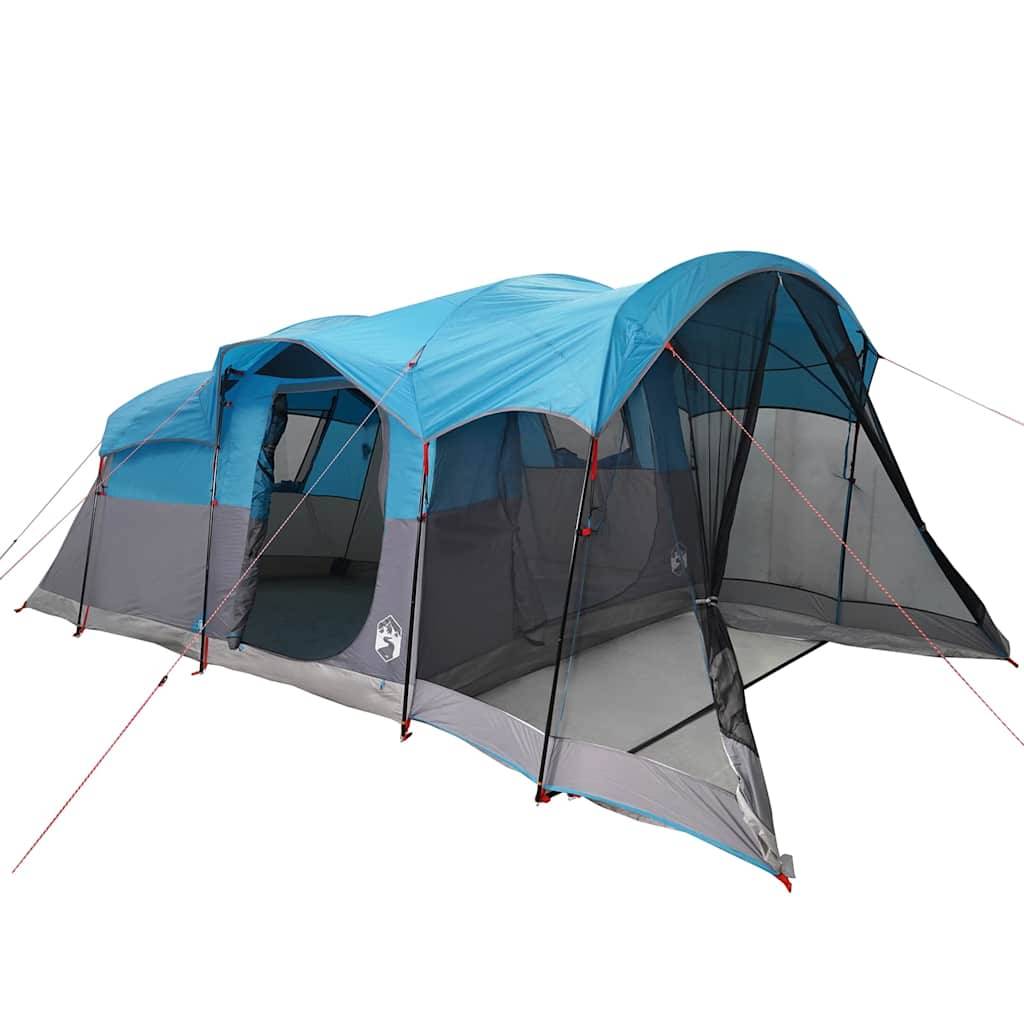 Tente Tunnel Familiale Polyester Imperméable avec Espace de Vie pour Camping Bleu 8 Personnes – ComfortXL Outdoor Living - Image 4