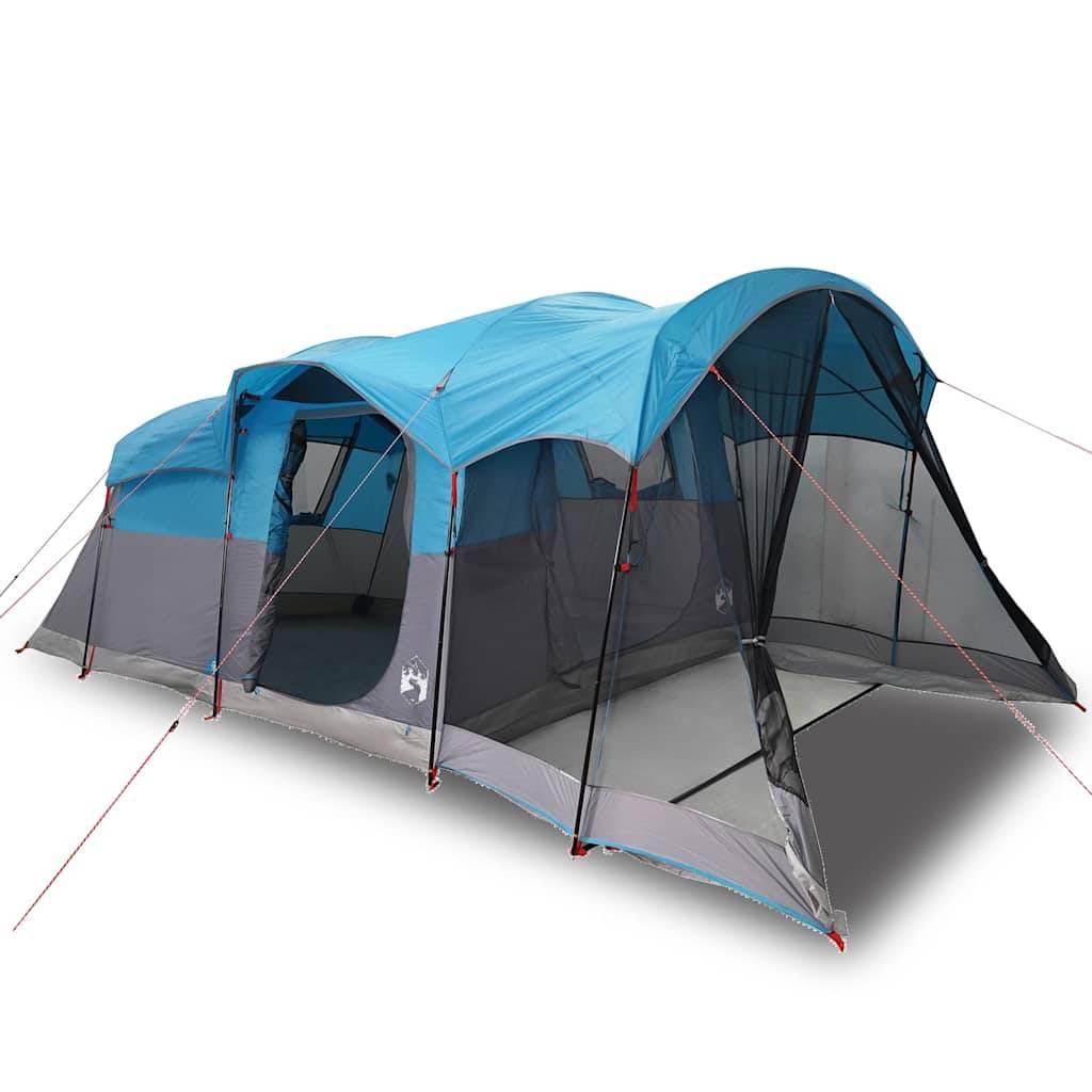 Tente Tunnel Familiale Polyester Imperméable avec Espace de Vie pour Camping Bleu 8 Personnes – ComfortXL Outdoor Living - Image 2
