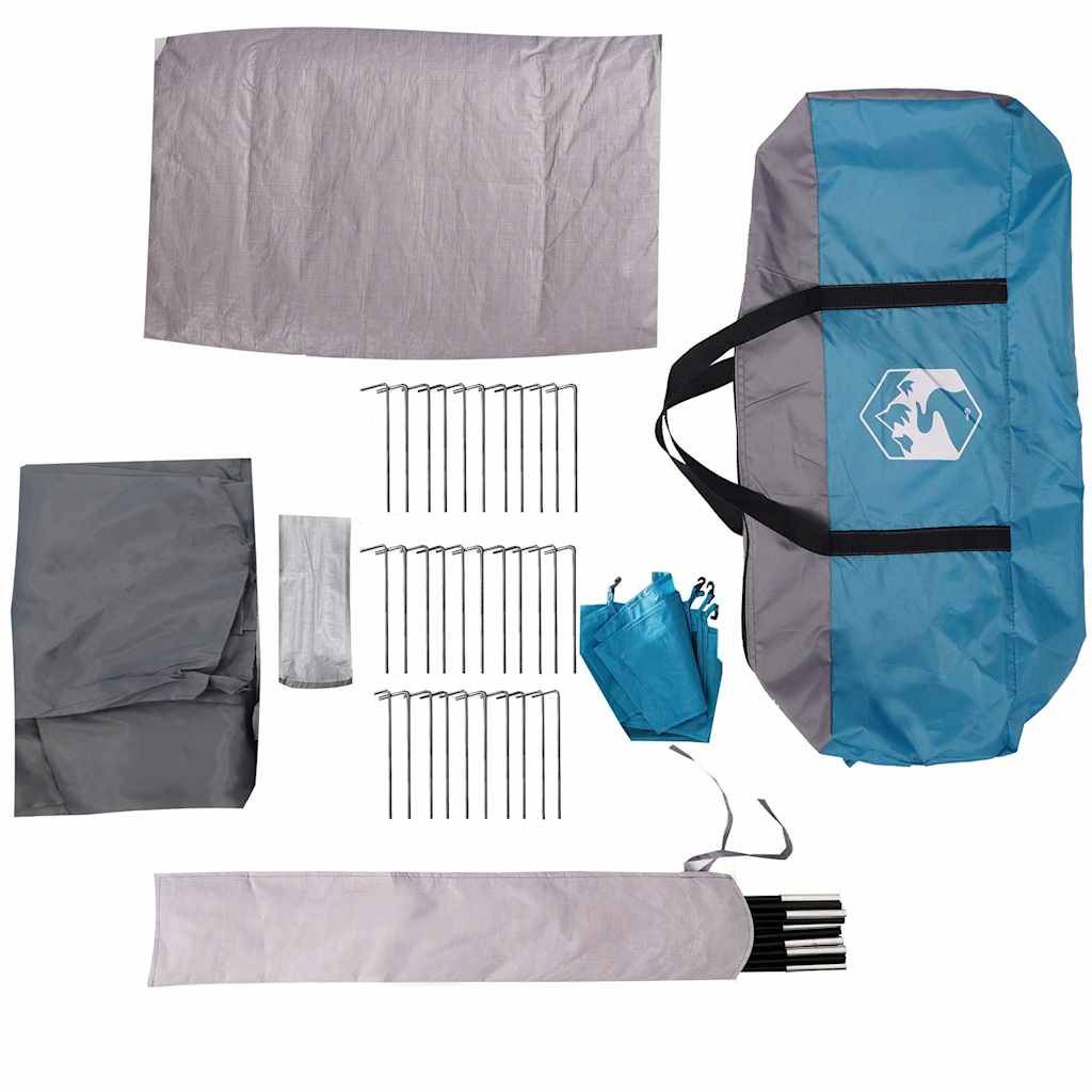 Tente Tunnel Familiale Polyester Imperméable avec Espace de Vie pour Camping Bleu 8 Personnes – ComfortXL Outdoor Living - Image 5