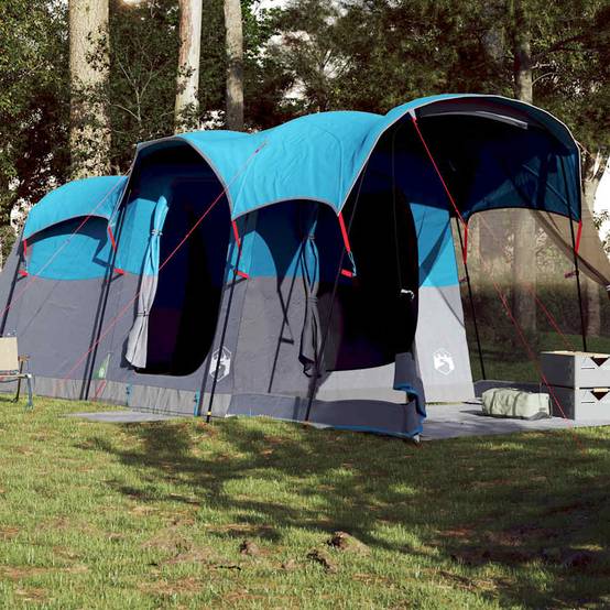 Tente Tunnel Familiale Polyester Imperméable avec Espace de Vie pour Camping Bleu 8 Personnes – ComfortXL Outdoor Living - Image 1
