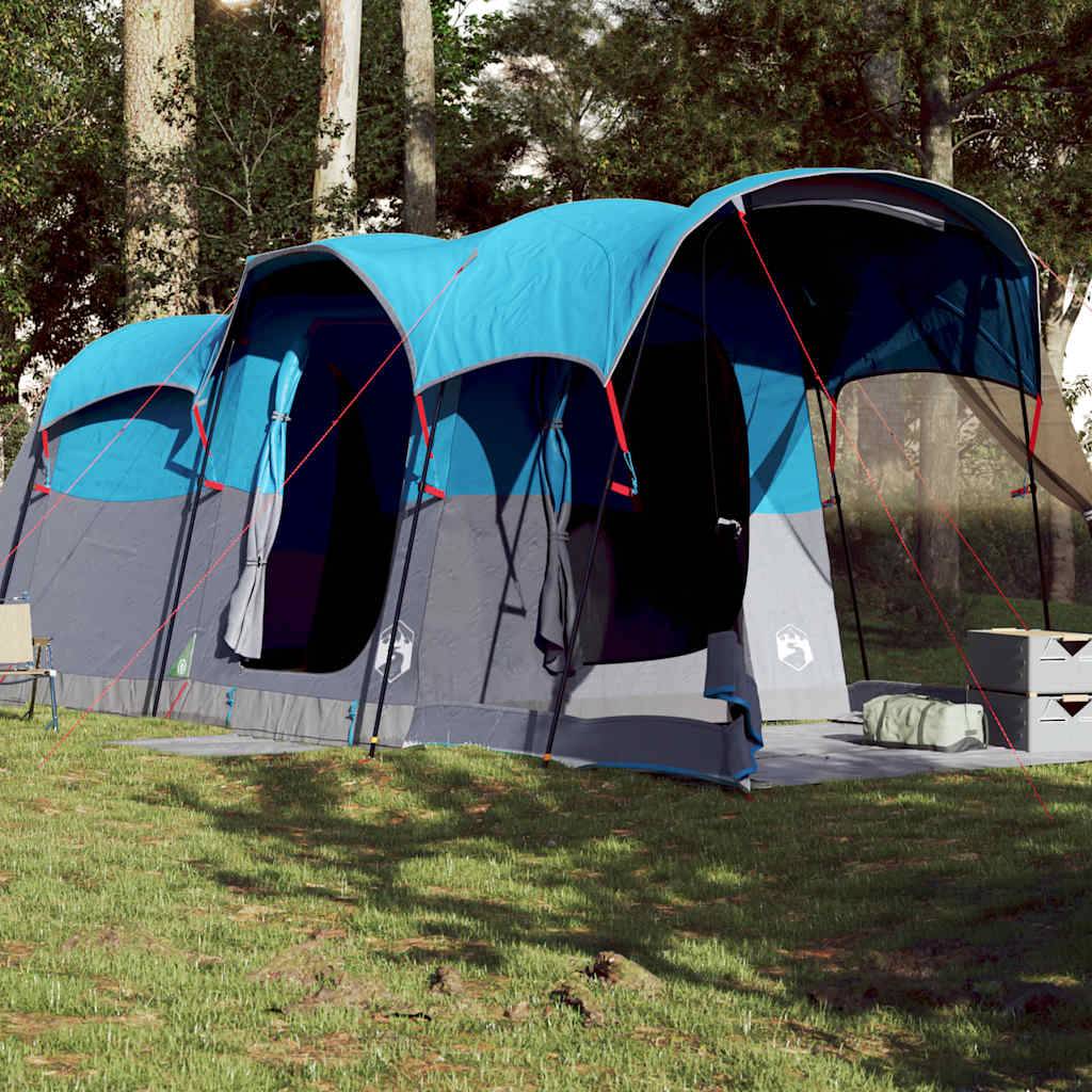 Tente Tunnel Familiale Polyester Imperméable avec Espace de Vie pour Camping Bleu 8 Personnes – ComfortXL Outdoor Living - Image 1