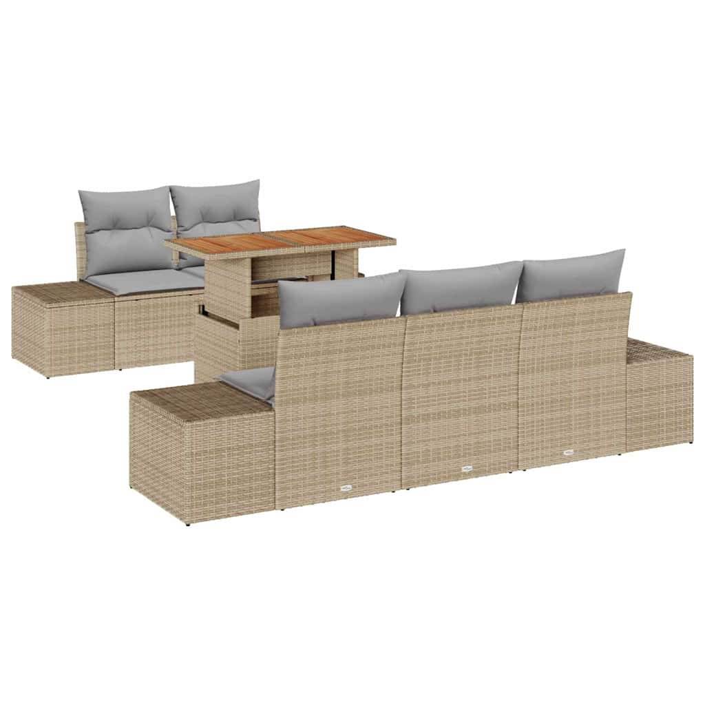 Salon de jardin 5 places modulable 6 pièces en poly rotin avec coffres de rangement Beige – ComfortXL Outdoor Living - Image 2