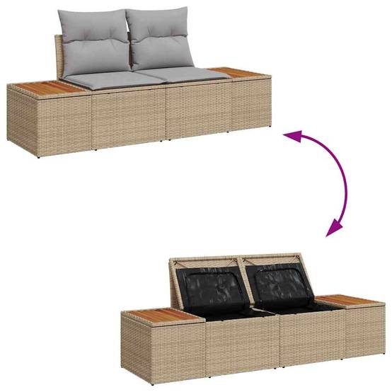 Salon de jardin 5 places modulable 6 pièces en poly rotin avec coffres de rangement Beige – ComfortXL Outdoor Living - Image 8