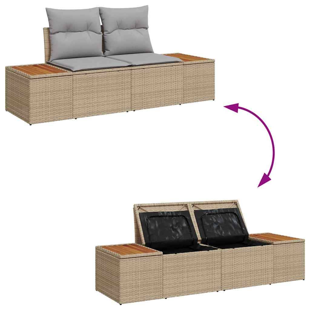 Salon de jardin 5 places modulable 6 pièces en poly rotin avec coffres de rangement Beige – ComfortXL Outdoor Living - Image 8