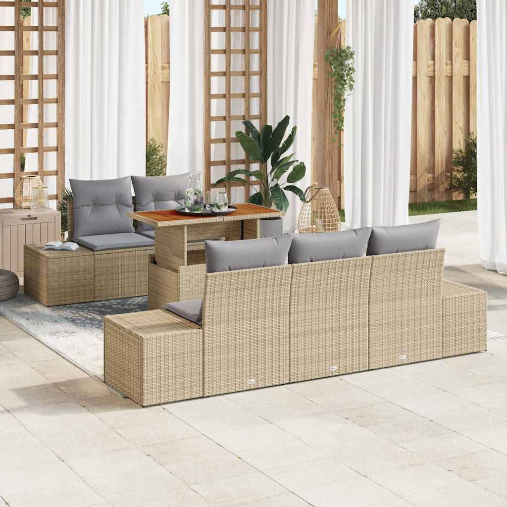 ComfortXL - Salon de jardin 5 places modulable 6 pièces en poly rotin avec coffres de rangement Beige – ComfortXL Outdoor Living