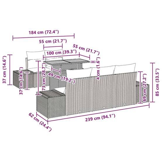 Salon de jardin 5 places modulable 6 pièces en poly rotin avec coffres de rangement Beige – ComfortXL Outdoor Living - Image 5