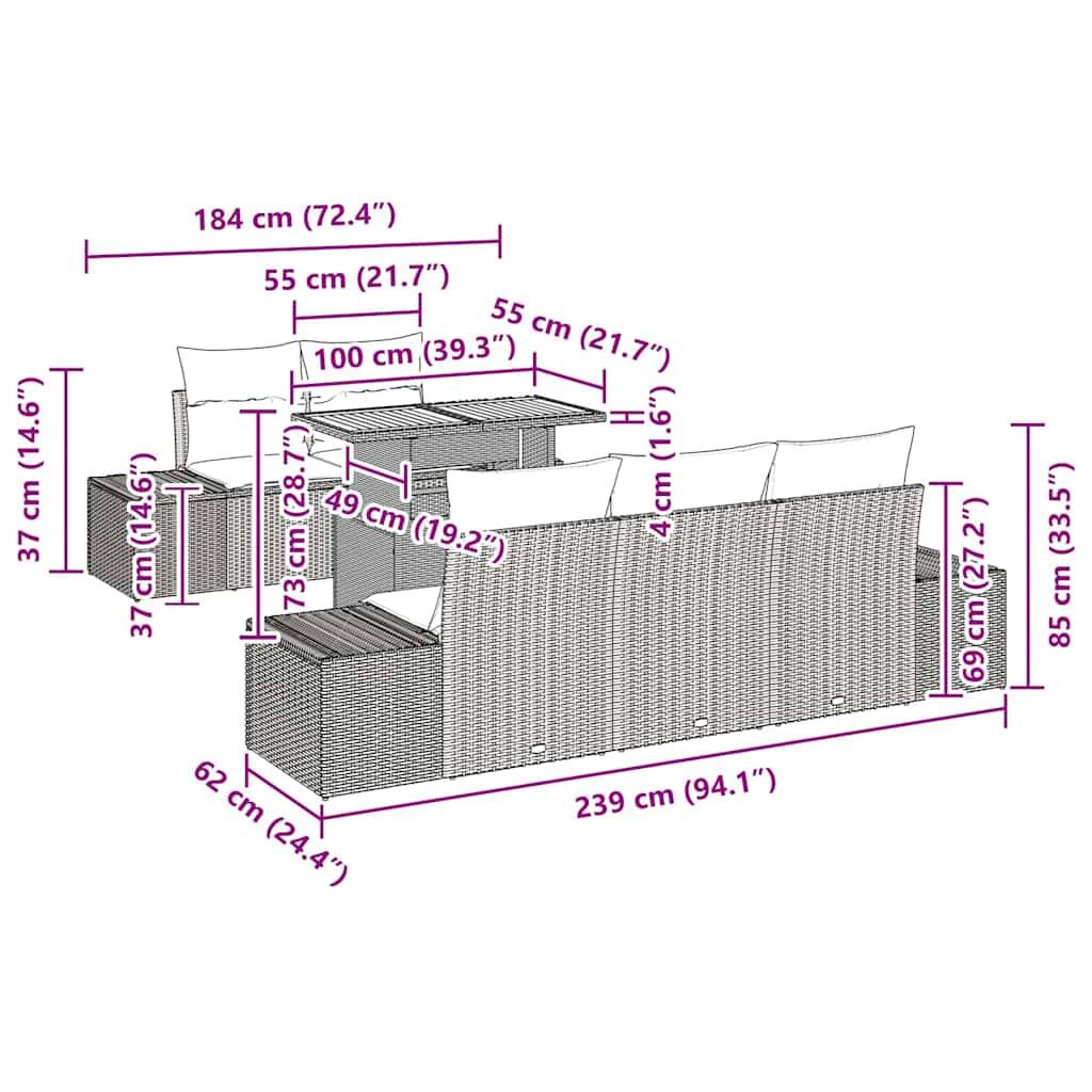 Salon de jardin 5 places modulable 6 pièces en poly rotin avec coffres de rangement Beige – ComfortXL Outdoor Living - Image 5