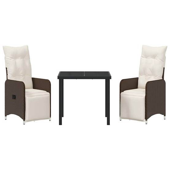 Salon de Jardin 3 Pièces pour Balcon en Poly Rotin Chaises Inclinables Marron – ComfortXL Outdoor Living - Image 7