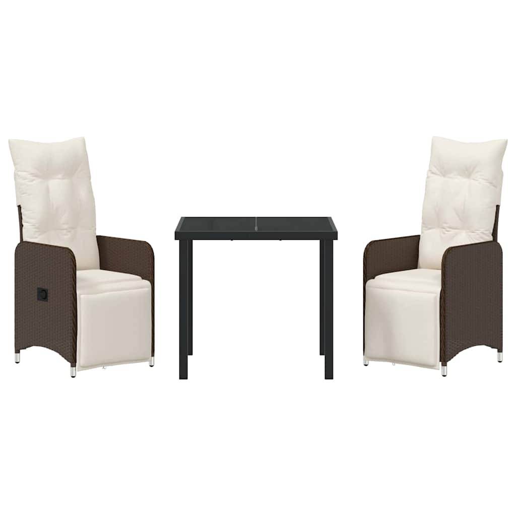 Salon de Jardin 3 Pièces pour Balcon en Poly Rotin Chaises Inclinables Marron – ComfortXL Outdoor Living - Image 7