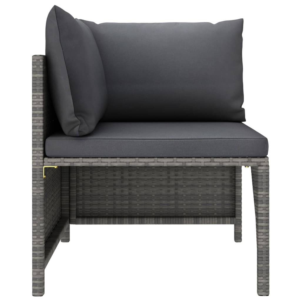 Helloshop26 - Salon de jardin meuble d'extérieur ensemble de mobilier 11 pièces avec coussins résine tressée gris - Imagen 3