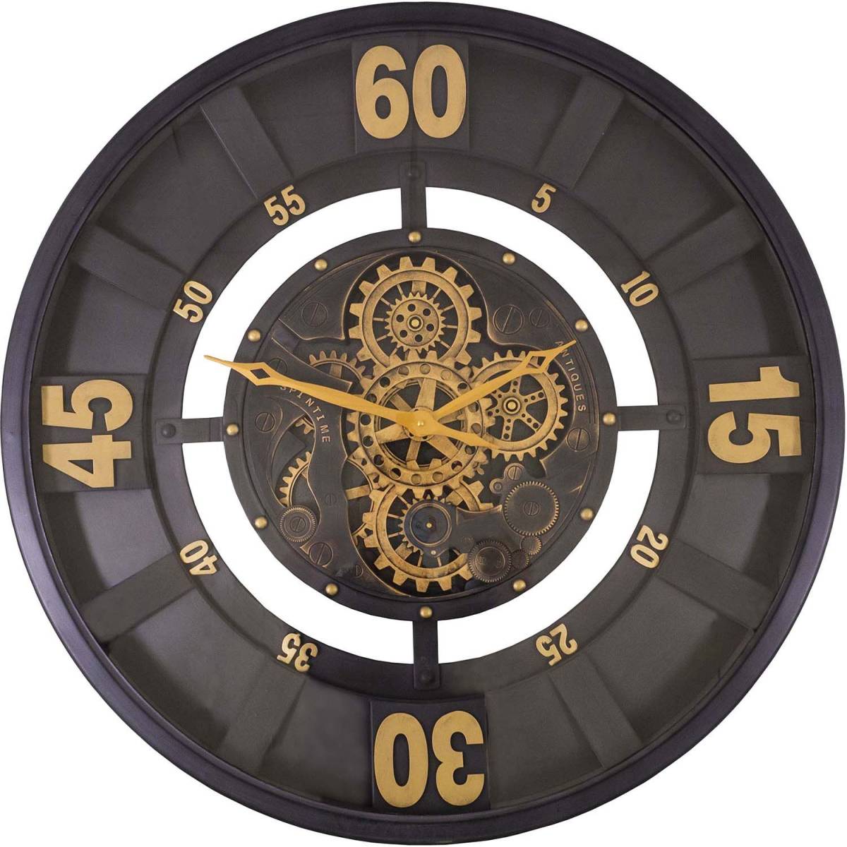 Antic Line Creations - Pendule vitrée avec rouages en fer 86 cm - Imagen 1